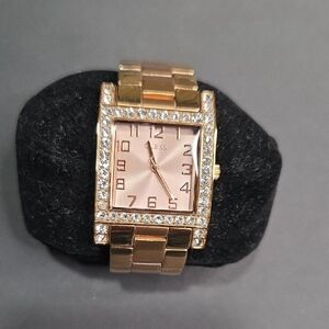 Guess Women's Gold Watch with Pink Dial